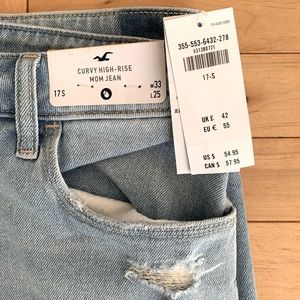 NWT Hollister curvy high rise mom jean Size 33